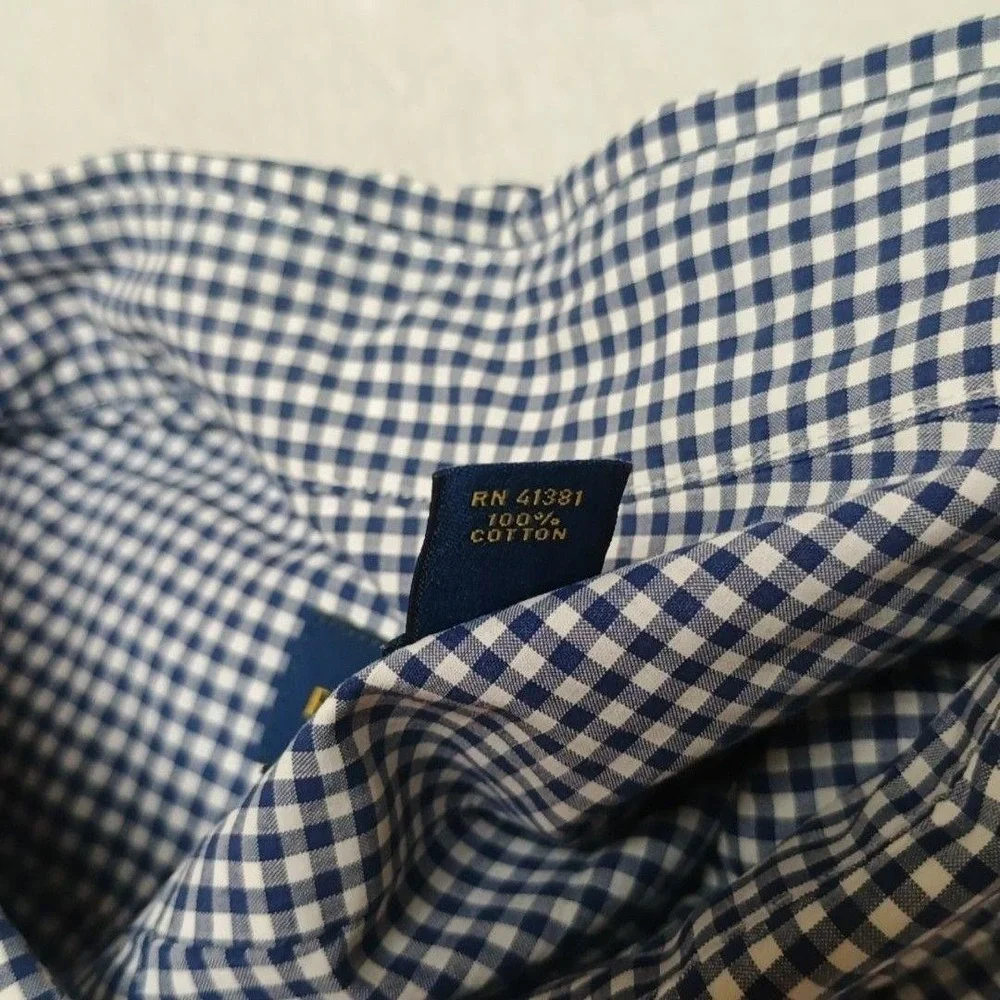 Ralph Lauren Shirt Mens Big 3XB Blue Plaid Button-Down Classic Pink Pony Casual